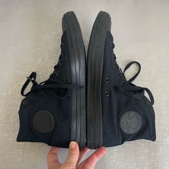 Converse All-Star High Top Sneakers Shoes All Black Unisex Mens 9 Womens 11 - Picture 10 of 16